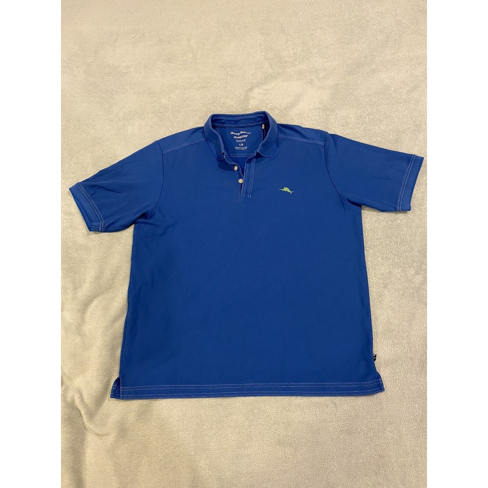 Mens Tommy Bahama Island Zone Short Sleeve Polo Shirt 71% Pima 29% Poly Blue L